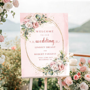 Chic Stof Roze Goud trouw welkom Poster