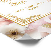 Chic stoffige roze bloemen en gouden bruiloft 8x10 poster (Hoek)