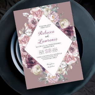 Chic stoffige roze roos botanische bruiloft uitnod kaart
