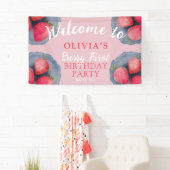 Chic Strawberry Red & Pink 1st Birthday  Spandoek (Insitu)