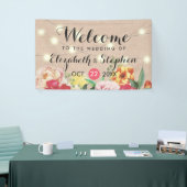 Chic String Lights en Linen Floral Wedding Banner (Beurs)