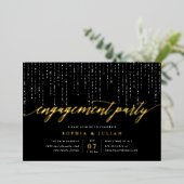 Chic String Lights Engagement Party Folie Uitnodiging (Staand Voorkant)