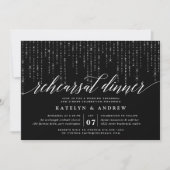 Chic String Lights Rehearsal Dinner Invitation Kaart (Voorkant)