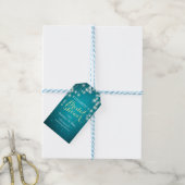 Chic String Lights Turquoise Glitter Vrijgezellenf Cadeaulabel (Met Touw)