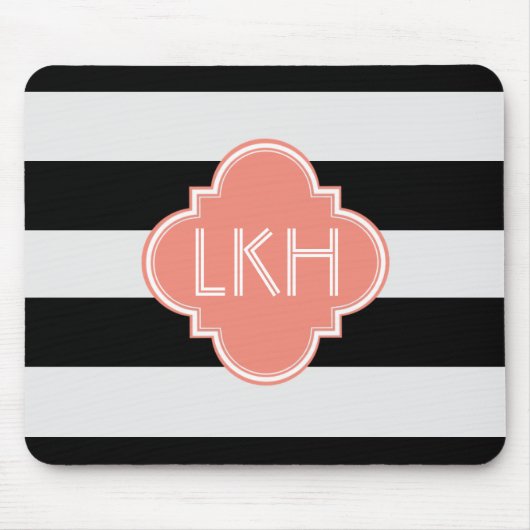 Chic Stripe en drie monogram Muismat (Voorkant)