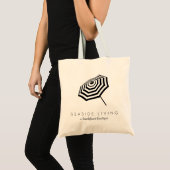Chic Striped Beach Umbrella Logo Tote Bag (Voorkant (product))