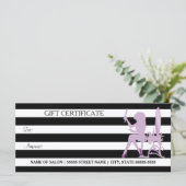 Chic Stripes Paars Girl Salon Gift Certificate (Staand voorkant)