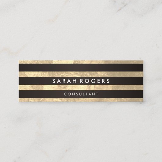 Chic Stripes Pattern Grunge Yellow Mini Visitekaartje (Voorkant)
