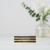 Chic Stripes Pattern Grunge Yellow Mini Visitekaartje (Staand voorkant)