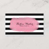 Chic Stripes Roze Black White Makeup Artist Visitekaartje (Voorkant)