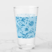 Chic Stylish Blue Floral Damask Pattern Tall Drink Glas (Voorkant)