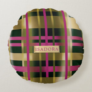 Chic & Stylish Fuchsia Green Pset Personalized Rond Kussen