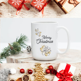 Chic Stylish Gold Botanical Floral Merry kerst Koffiemok