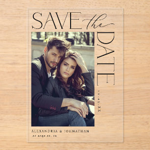 Chic Stylish Mod Photo Save the Date 2 Acryl Uitnodigingen