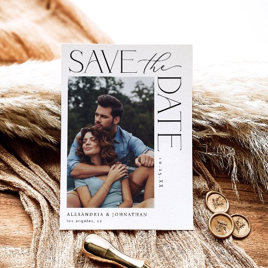 Chic Stylish Mod Photo Save the Date 2 Kaart