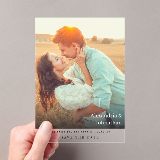 Chic Stylish Mod Photo Save the Date Acryl Uitnodigingen (Insitu (Draagbaar))