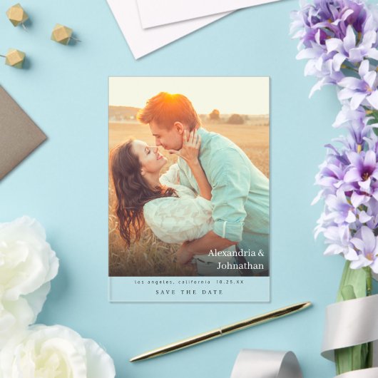 Chic Stylish Mod Photo Save the Date Acryl Uitnodigingen (Insitu (Huwelijk))