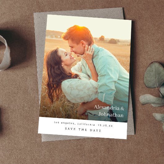 Chic Stylish Mod Photo Save the Date Kaart