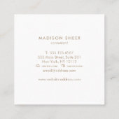 Chic Stylish Modern Beige Linen Vierkante Visitekaartje (Achterkant)