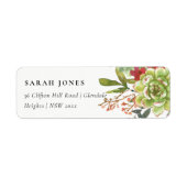 Chic Succulent Desert Cactus Red Floral Address Etiket (Voorkant)