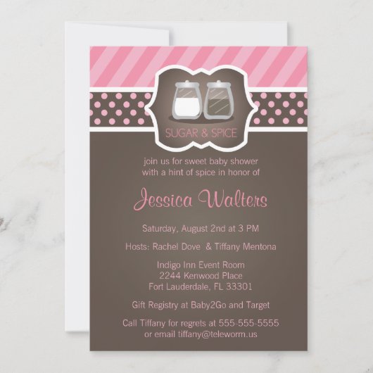 Chic Sucre et épice Baby Shower Invitations (Devant)