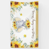 Chic Summer Sunflower Elephant & bijen Baby shower Spandoek (Verticaal)