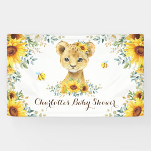 Chic Summer Sunflower Lion Cub & bijen Baby shower Spandoek
