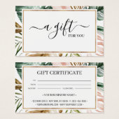 Chic Summer Tropical Feuille carte cadeau certific (Devant & derrière)