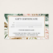 Chic Summer Tropical Feuille carte cadeau certific (Dos)