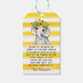 Chic Sunflower Elephant Girl Baby shower Dank u we Cadeaulabel (Voorkant)