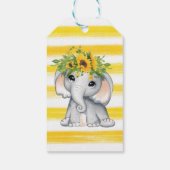 Chic Sunflower Elephant Girl Baby shower Dank u we Cadeaulabel (Achterkant)