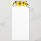 Chic Sunflower Floral Greenery Menu Mariage (Dos)