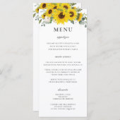 Chic Sunflower Floral Greenery Menu Mariage (Devant / Derrière)