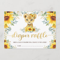 Chic Sunflower Lion Cub Baby shower Diaper Raffle