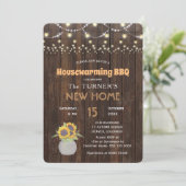 Chic Sunflower String Lights Housewarming Party Kaart (Staand voorkant)