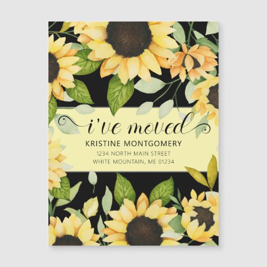 Chic Sunflower Waterverf Floral Black Ik heb me ve (Voorkant)