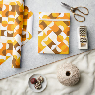 Chic Sunny Yellow Oranje Brown Circles Art Pattern Cadeaupapier
