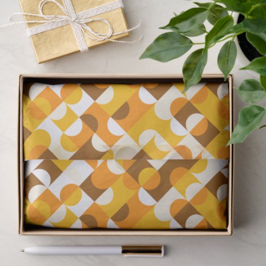 Chic Sunny Yellow Oranje Brown Circles Art Pattern Tissuepapier (Geschenk)
