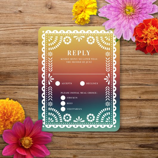 Chic Sunset Gradient Papel Picado Mariage Réponse