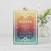 Chic Sunset Gradient Papel Picado Wedding Fiesta Kaart (Staand voorkant)