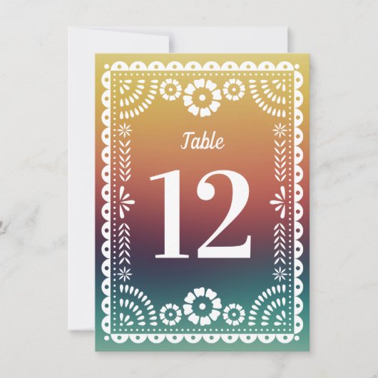 Chic Sunset Papel Picado Mariage Numéros de table (Devant)