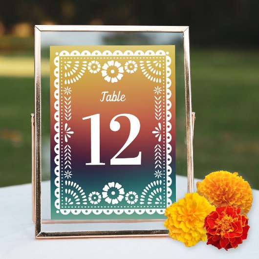 Chic Sunset Papel Picado Mariage Numéros de table