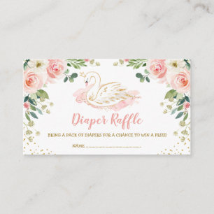 Chic Swan Princess Blush Gouden Bloemen Luier Raff Informatiekaartje