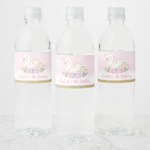Chic Swan Princess Girls Birthday Party Favors Waterfles Etiket
