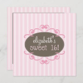 Chic Sweet 16 Anniversaire Invitation (rose) (Devant / Derrière)