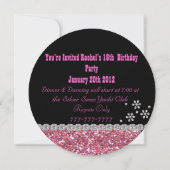 CHIC SWEET 16 Anniversaire Invitation ROUND (Dos)