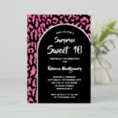 Chic Sweet 16 Luipaard Print Verjaardag Goud Folie Uitnodiging (Staand Voorkant)