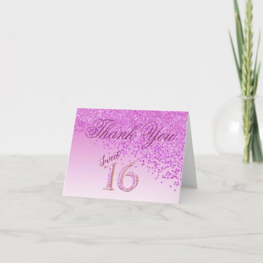 Chic Sweet 16 Rose Paillettes Merci (Devant)