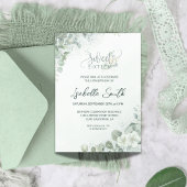 Chic Sweet 16 Rozen Botanisch groen Verjaardag Kaart
