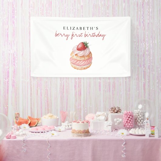Chic Sweet Berry First Birthday Spandoek (Feest)